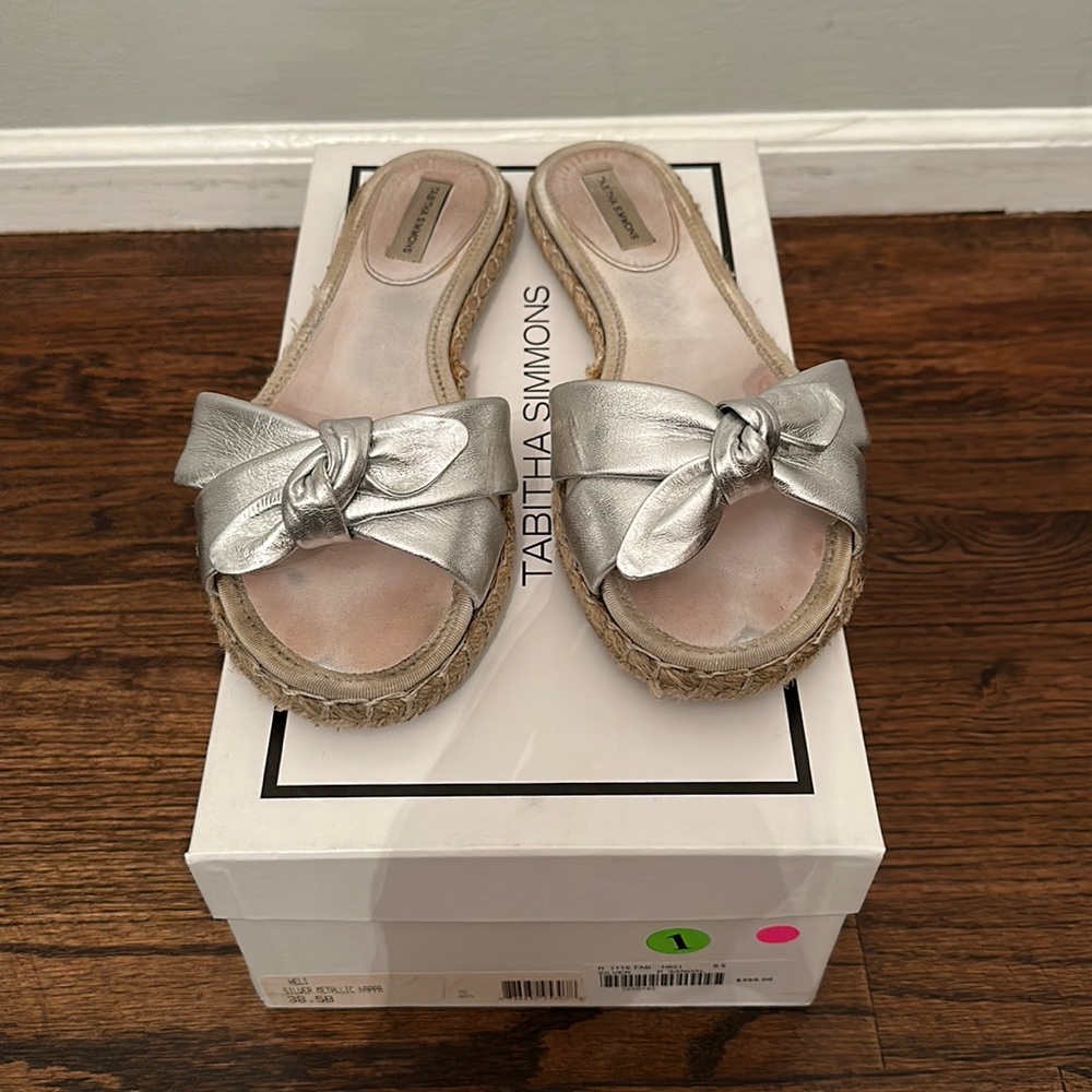 Tabitha Simmons silver sandals size 38.5